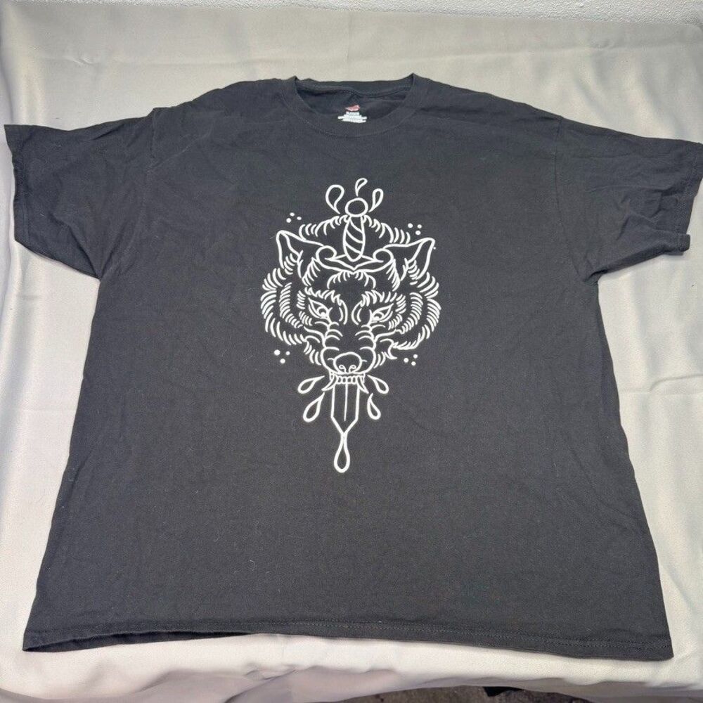 Ink Hex Tattoos Wolf Dagger Graphic T Shirt Black Hanes XL Tattoo Shop Tee